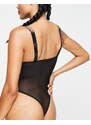 Love & Other Things - Body in pizzo nero con spalline glitterate