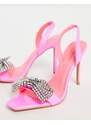 SIMMI Shoes SIMMI London - Plume - Scarpe con tacco rosa verniciato con fiocco decorativo e cinturino sul retro