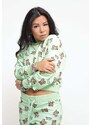 Moschino Underwear Teddy Bear Print Stretch Fleece Crop - Green Felpe Woman PE23 promo