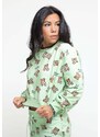 Moschino Underwear Teddy Bear Print Stretch Fleece Crop - Green Felpe Woman PE23 promo