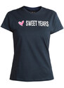 Sweet Years T-shirt Donna a Maniche Corte Con Scritta Manica Corta Blu Taglia S