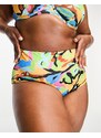 ASOS Curve ASOS DESIGN Curve - Slip bikini a vita alta con stampa astratta-Multicolore