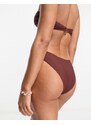 Miss Selfridge - Slip bikini mix and match color cioccolato con design a V-Brown