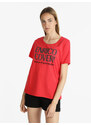 Enrico Coveri Sportswear T-shirt Manica Corta Donna Con Scritta e Strass Rosso Taglia Xl