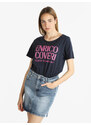Enrico Coveri Sportswear T-shirt Manica Corta Donna Con Scritta e Strass Blu Taglia M