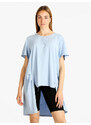 158c Maxi T-shirt Donna In Cotone Manica Corta Blu Taglia Unica