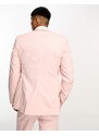 ASOS DESIGN - Giacca da abito super skinny in misto lino rosa pastello