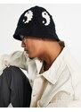 ASOS DESIGN - Cappello da pescatore in maglia nero e bianco con motivo yin-yang-Multicolore