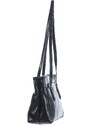 Borsa a spalla da donna in vera pelle MINA SMALL, colore NERO, CHIAROSCURO, Made in Italy