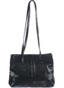 Borsa a spalla da donna in vera pelle MINA SMALL, colore NERO, CHIAROSCURO, Made in Italy