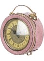 Borsa Mini Clock con orologio funzionante con tracolla, Cosplay Steampunk, ecopelle, colore rosa, ARIANNA DINI DESIGN