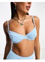 Playful Promises - Top bikini testurizzato blu pallido con ferretto