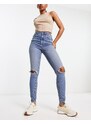 ASOS DESIGN - Ultimate - Jeans skinny blu medio con strappi sulle ginocchia