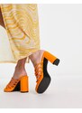Glamorous - Sandali con tacco a gabbia arancioni-Arancione