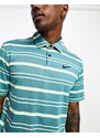 Nike - Golf Tour - Polo a maniche corte verde-azzurro a righe