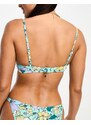 Playful Promises - Top bikini verde a fiori con scollo a V