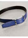 Gianni Feraud - Cintura double-face in pelle nera e blu navy-Multicolore