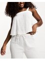 ASOS DESIGN - Canottiera del pigiama mix & match in cotone effetto garza bianco con allacciatura sul retro
