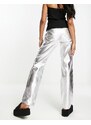 ASOS DESIGN - Jeans dritti stile anni '90 color argento metallizzato