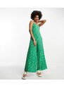 ASOS Tall ASOS DESIGN Tall - Tuta jumpsuit con pantaloni culotte verde a fiori con fascette-Multicolore