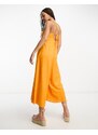 ASOS DESIGN - Tuta jumpsuit arancione con gonna pantalone e spalline sottili
