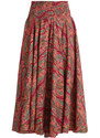 Boho Pantaloni Donna In Seta Multicolor Casual Rosso Taglia Unica