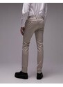 Topman - Pantaloni da abito super skinny color pietra testurizzati con motivo a spina di pesce-Blu