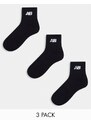 New Balance - Confezione da 3 calzini alla caviglia neri con logo-Nero