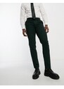 ASOS DESIGN - Pantaloni da abito slim in misto lana verdi con motivo a spina di pesce-Verde