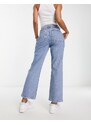 ASOS DESIGN - Easy - Jeans dritti corti azzurri con strappi-Blu