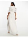 Hope & Ivy - Vestito lungo da sposa avvolgente color avorio con decorazioni-Bianco