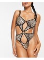 Love & Other Things - Body marrone leopardato con cut-out