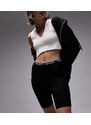 Topshop Petite - Pantaloncini leggings neri con fascia elasticizzata con logo-Nero