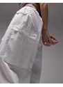 Topshop - Pantaloni cargo oversize stile paracadutista écru con fermacorda-Bianco