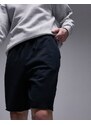 Topman - Pantaloncini oversize color nero slavato con orlo grezzo