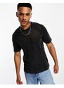 Abercrombie & Fitch - T-shirt in maglia traforata grigio fantasma con tasca