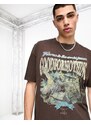 Good For Nothing - T-shirt oversize marrone con stampa di coccodrillo stile vintage-Brown