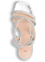 Sandali gioiello argento da donna con strass e tacco a rocchetto 8 cm Swish Jeans