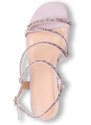 Sandali gioiello lilla da donna con tacco a blocco 6 cm e strass Lora Ferres