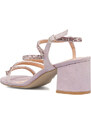 Sandali gioiello lilla da donna con tacco a blocco 6 cm e strass Lora Ferres