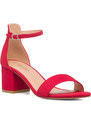 Sandali rossi da donna con tacco a blocco 6 cm Lora Ferres