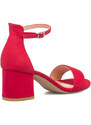 Sandali rossi da donna con tacco a blocco 6 cm Lora Ferres