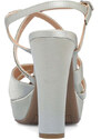 Sandali gioiello argento in raso da donna con tacco 11 cm e plateau Lora Ferres