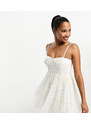 Maya Petite - Vestito corto da sposa con gonna a ruota e decorazioni color avorio-Bianco