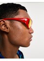 Le Specs - Dotcom - Occhiali da sole avvolgenti rossi da festival-Rosso