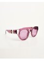 Le Specs - Deja Nu - Occhiali da sole rotondi rosa trasparenti da festival