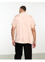 ASOS DESIGN - Camicia in raso con colletto a rever color pesca-Rosa