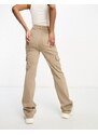 ASOS Tall ASOS DESIGN Tall - Pantaloni cargo slim color sabbia con tasche-Neutro