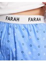 Farah - Pantaloncini da casa blu denim con stampa e logo in vita