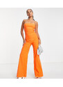 Vesper Petite - Tuta jumpsuit con scollo squadrato a fondo ampio arancione